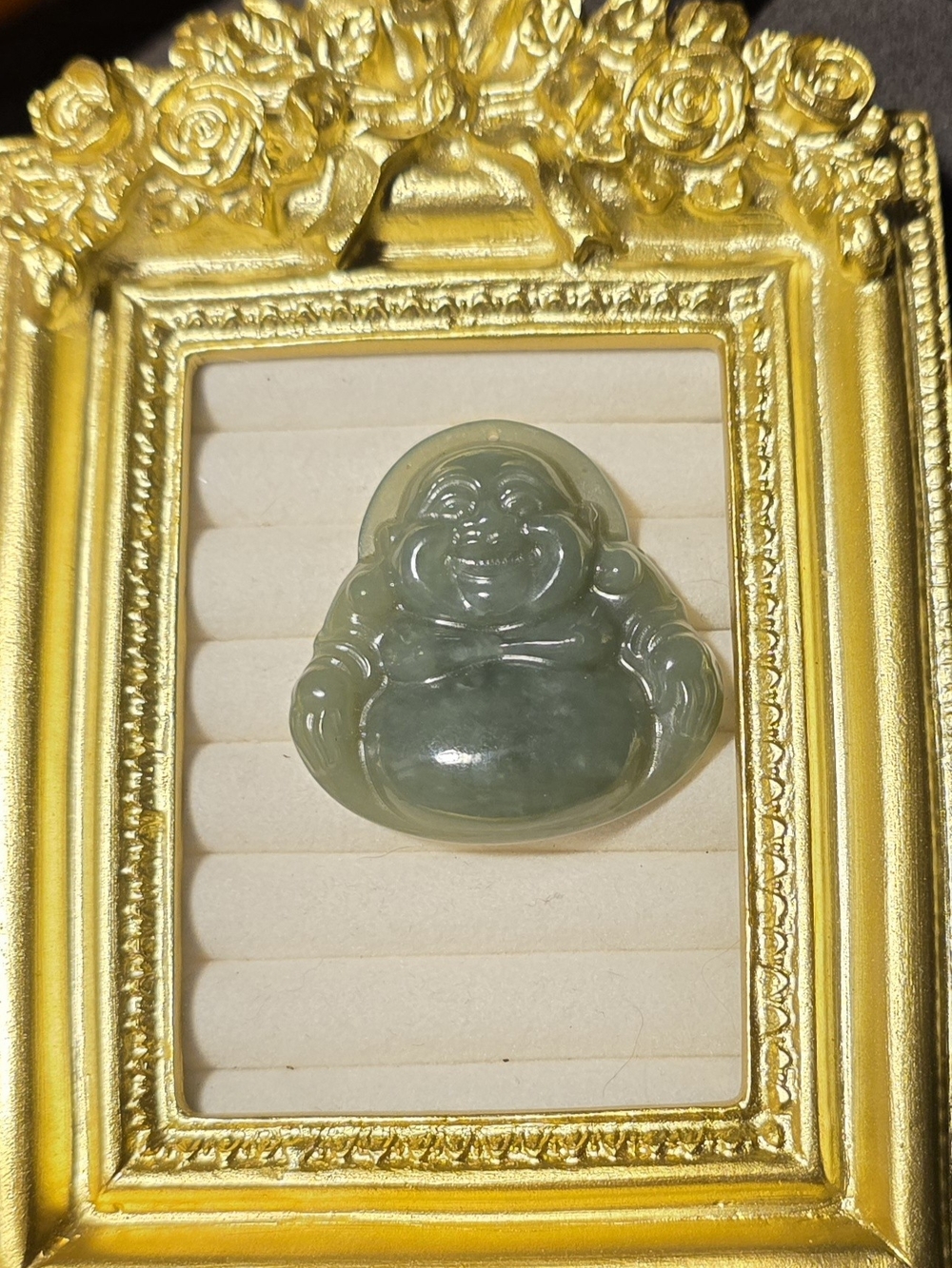 Green Jade Laughing Buddha Pendant